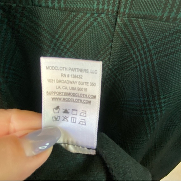 Modcloth State Of Grace Fit Flare Green Plaid Soft Swing Knee Length Dress SZ 1X - Picture 10 of 16
